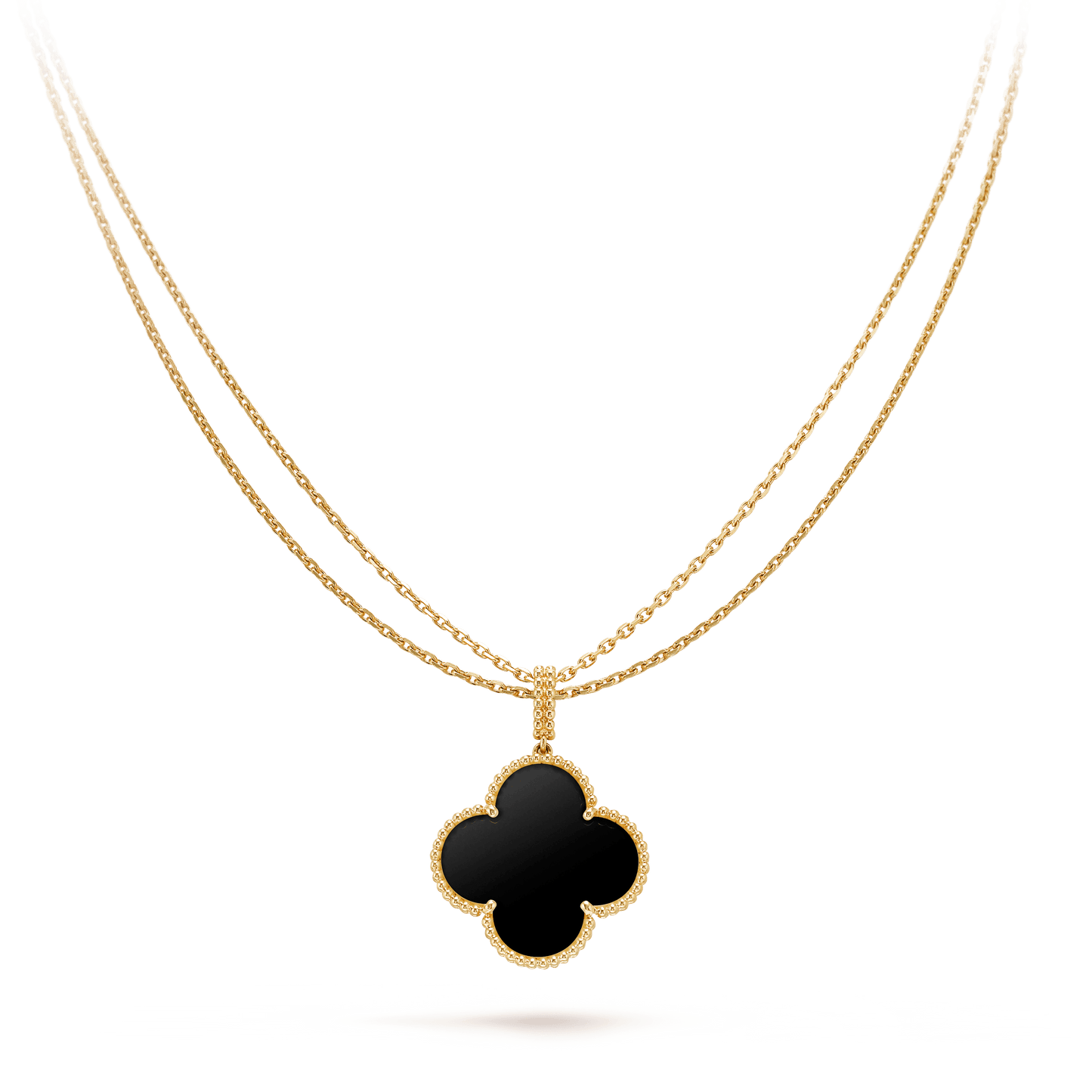 [Rose Tomorrow]CLOVER 25MM GOLD ONYX BIG CLOVER NECKLACE