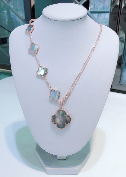 [Rose Tomorrow]COMBINED BRACELET 5 MOTIFS AND NECKLACE DARK MOP ROSE GOLD