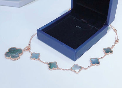 [Rose Tomorrow]COMBINED BRACELET 5 MOTIFS AND NECKLACE DARK MOP ROSE GOLD