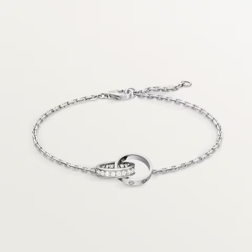 [Rose Tomorrow]LOVE DOUBLE RING HALF DIAMOND BRACELET