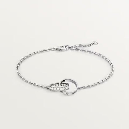 [Rose Tomorrow]LOVE DOUBLE RING HALF DIAMOND BRACELET
