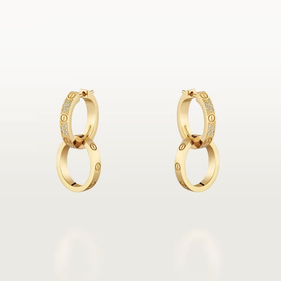 [Rose Tomorrow]LOVE 3.3MM DANGLE HALF DIAMOND EARRINGS