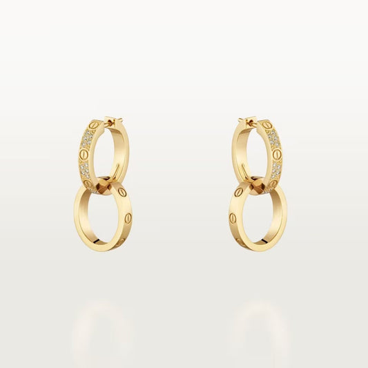 [Rose Tomorrow]LOVE 3.3MM DANGLE HALF DIAMOND EARRINGS
